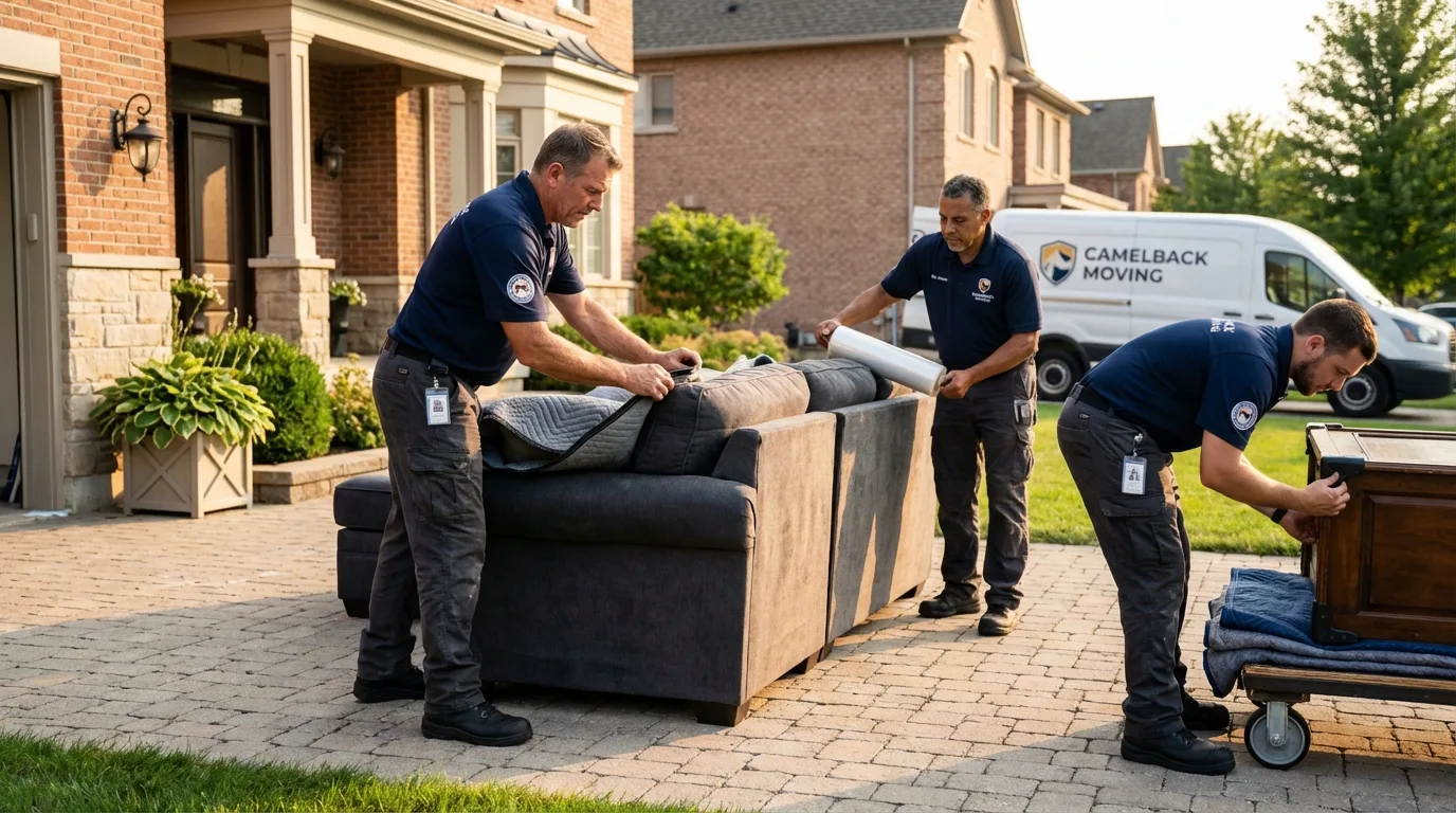 Large estate moving crew wrapping furniture in Carson, CA