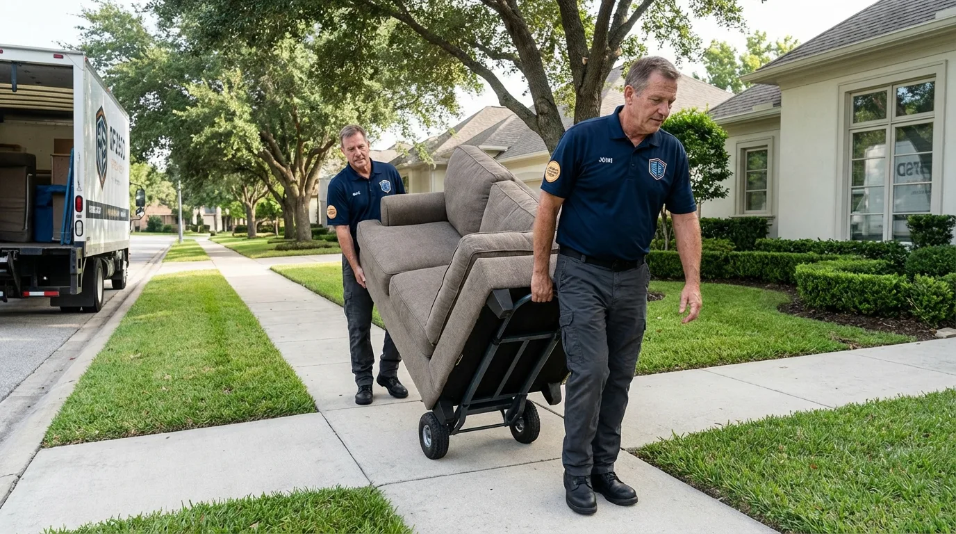 Local residential moving crew loading furniture in Carson, CA